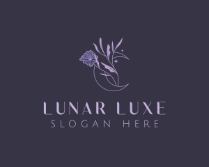 Floral Crescent Moon logo design