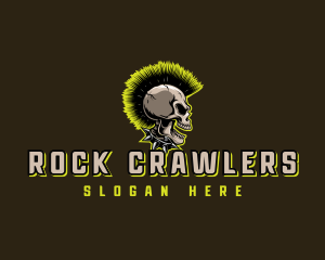 Punk Rock Skull Mohawk logo design