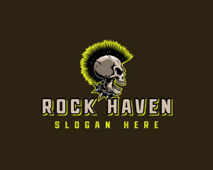 Punk Rock Skull Mohawk logo design