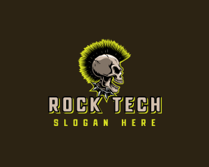 Punk Rock Skull Mohawk logo design