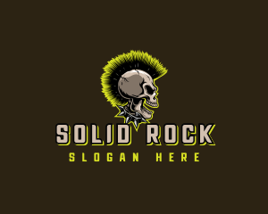 Punk Rock Skull Mohawk logo design