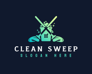 Mop Cleaning Janitor logo design