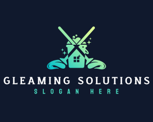 Mop Cleaning Janitor logo design