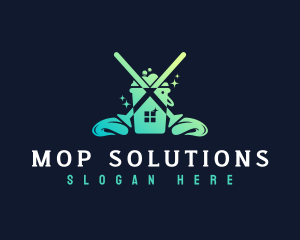 Mop Cleaning Janitor logo design