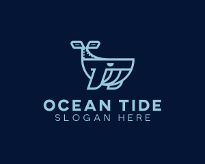 Ocean Whale Animal logo design