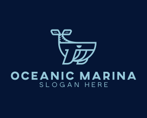 Ocean Whale Animal logo design