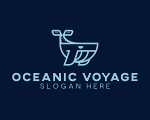 Ocean Whale Animal logo design