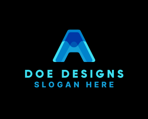 Abstract Blue Letter A logo design