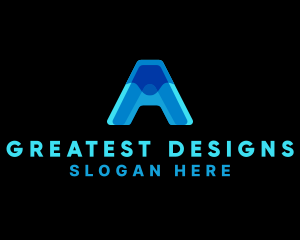 Abstract Blue Letter A logo design