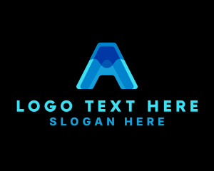 Abstract Blue Letter A logo