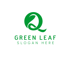 Herbal Leaf Letter Q logo