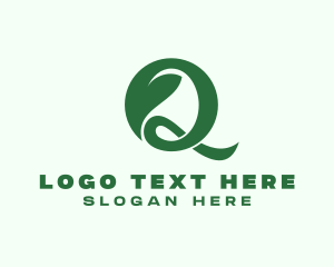 Herbal Leaf Letter Q logo