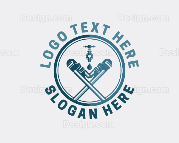 Pipe Wrench Faucet Plumbing Logo