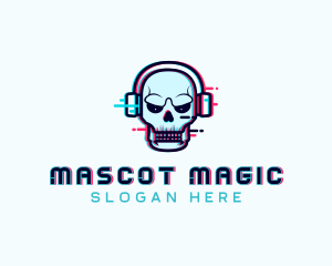 Skull Glitch Streamer logo design