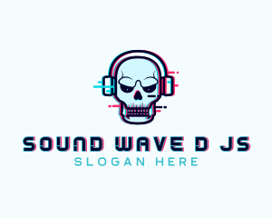 Skull Glitch Streamer logo design