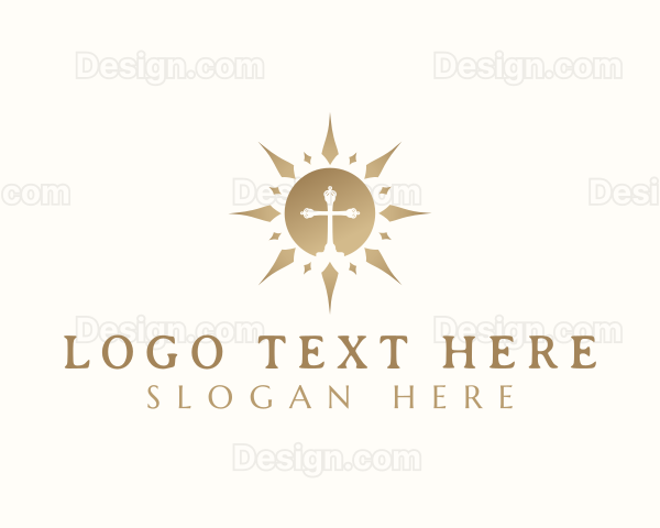 Sun Religious Cross Logo