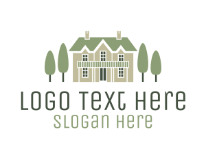 Land - Mansion Estate & Trees logo design