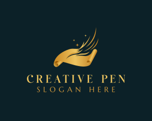 Luxury Quill Feather Writer logo design