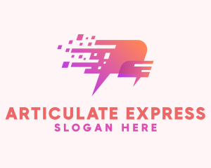 Pixelated Speech Bubble logo design