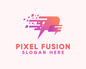 Pixelated Speech Bubble logo design