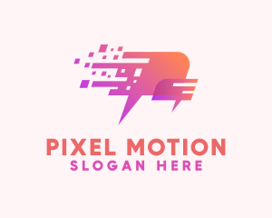 Pixelated Speech Bubble logo design