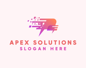 Pixelated Speech Bubble logo design