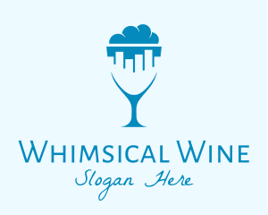 Blue City Wine Glass logo design