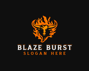 Blazing Fire Bull logo design