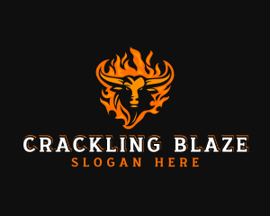 Blazing Fire Bull logo design