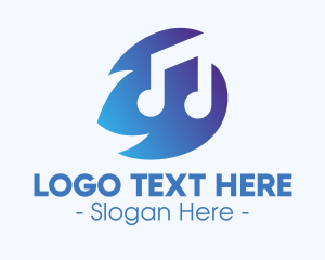 Music - Blue Musical Note logo design