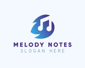 Blue Musical Note logo design