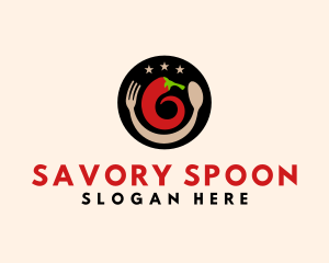Chili Spoon Fork logo design