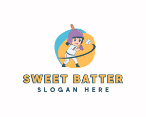 Girl Baseball Player logo