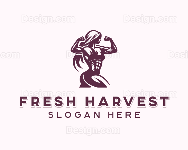 Woman Bodybuilder Weightlifting Logo