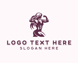 Woman Bodybuilder Weightlifting  logo