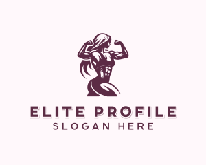 Woman Bodybuilder Weightlifting  Logo