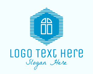 Door - Blue Hexagon Door logo design