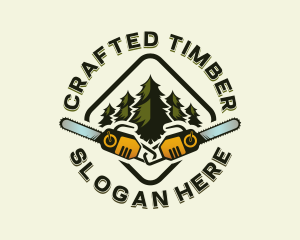 Forest Lumberjack Chainsaw logo design