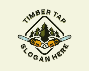 Forest Lumberjack Chainsaw logo design