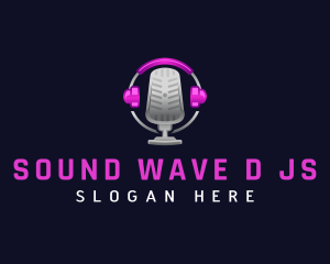 Headphone Microphone Podcast logo design