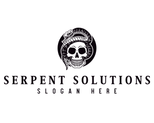 Skull Serpent Skeleton logo design