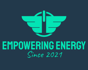 Wings Power Button logo design