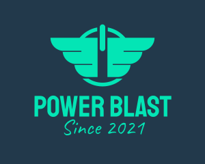 Wings Power Button logo design