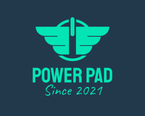 Wings Power Button logo design