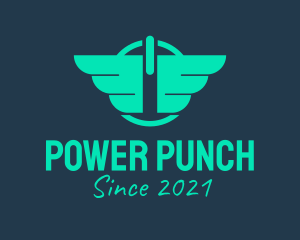 Wings Power Button logo design