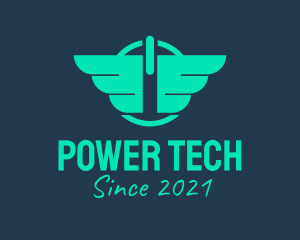 Wings Power Button logo design