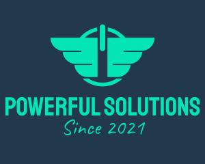 Wings Power Button logo design