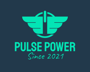 Wings Power Button logo design