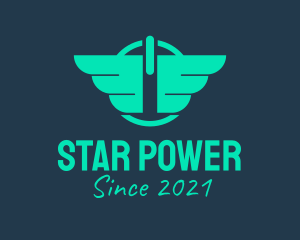 Wings Power Button logo design