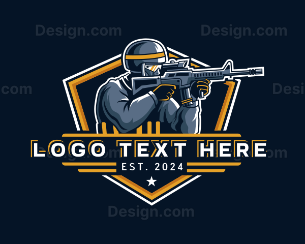Soldier Rifle Shooting Logo